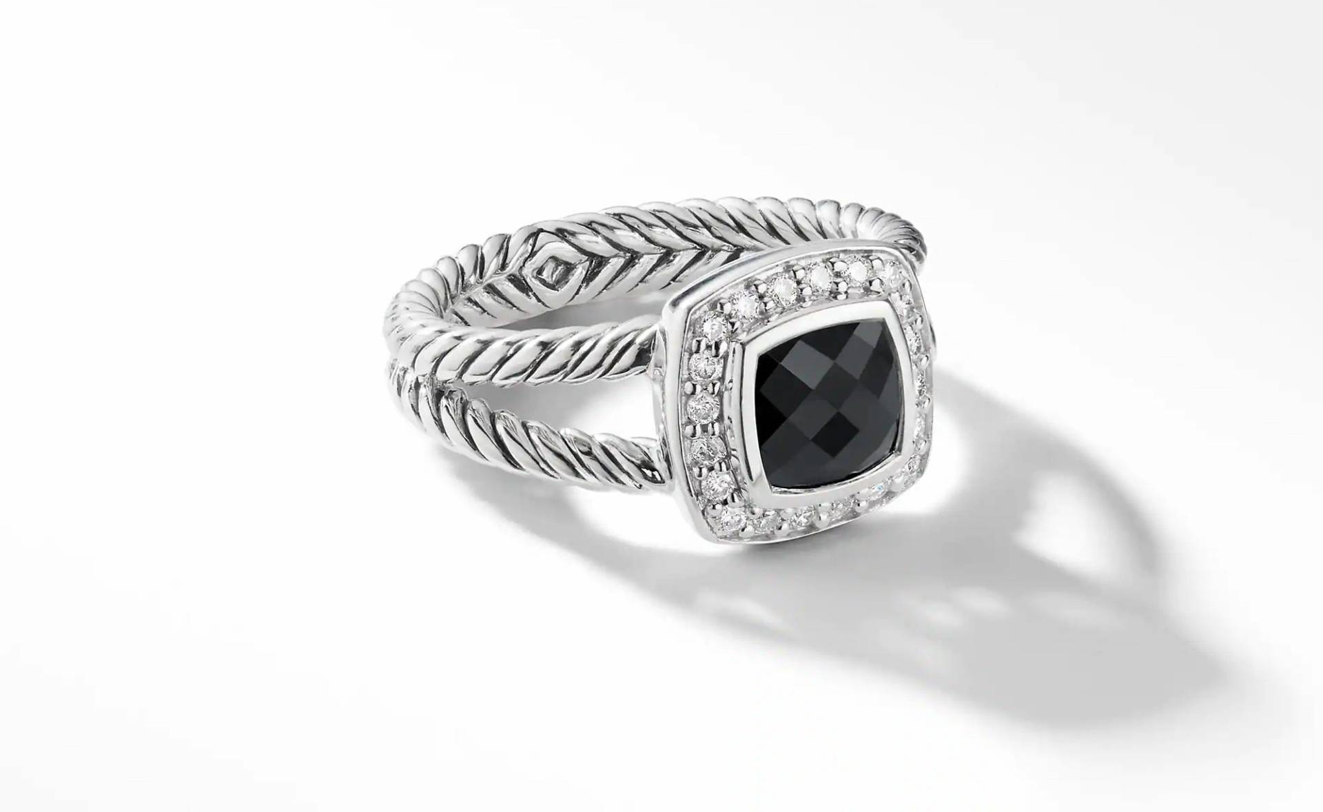 Festes Silber Handgemachte Natürliche Onyx, Roter Granat, Blauer Topas, Weißer Stein Weiblicher Ring, Kissen 7 Mm Schwarzer Onyx Schmuck von OroJewelCoInc