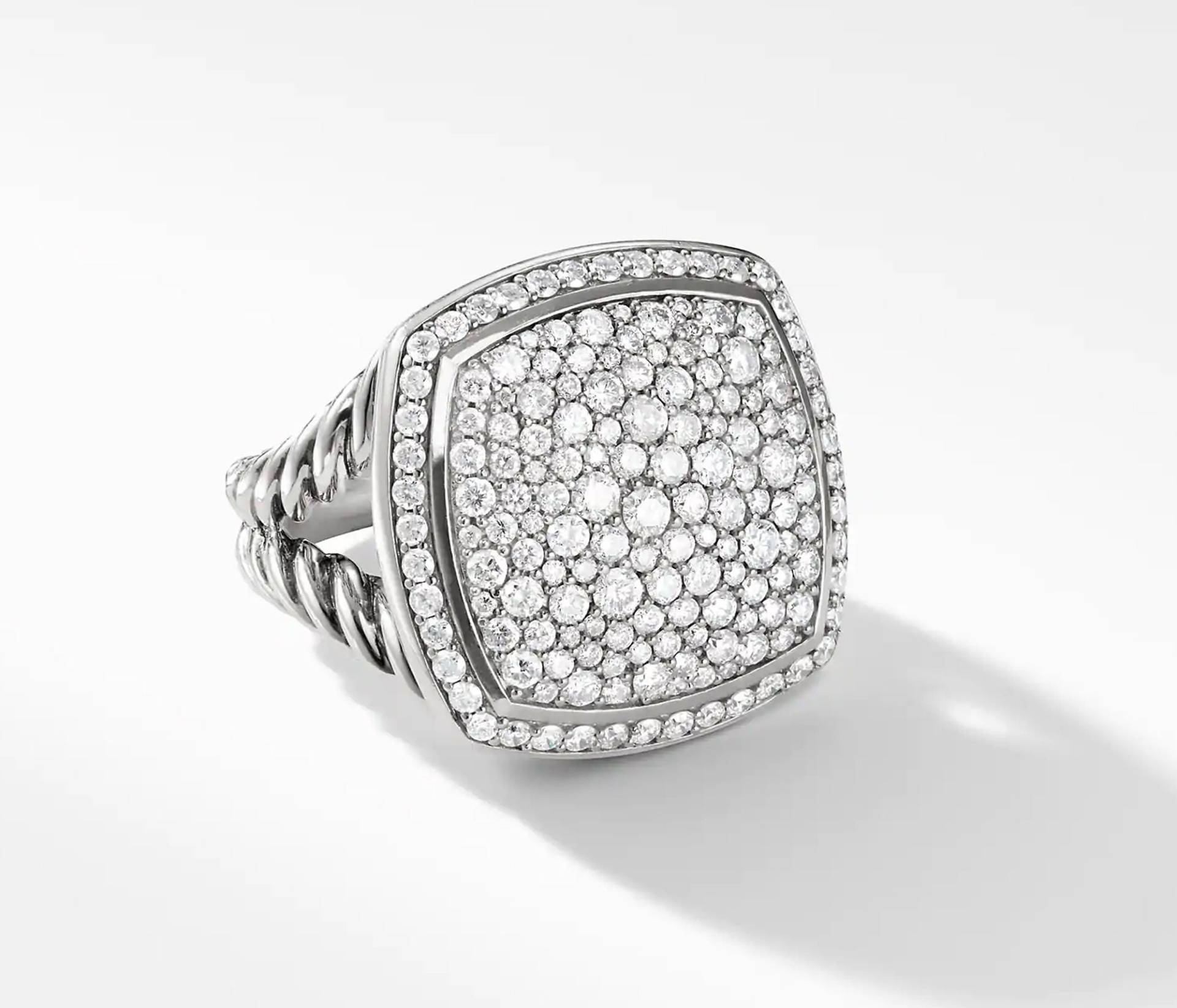 Wunderschöner &hübscher Massiver Silber Handgemachter Simulierter Pave Diamant Frauen Ring Mit Weiß/995 Gold Vermile, Gesicht Größe 17 Mm von OroJewelCoInc