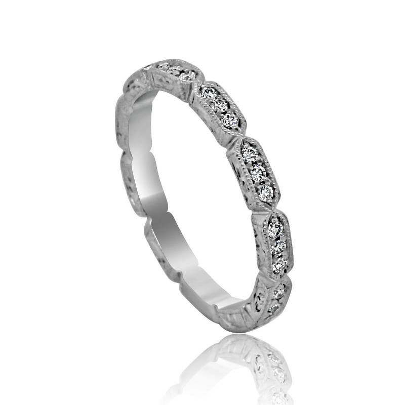 Art-Deco-Diamant Ehering, Hand Gravierte Diamant Eternity Ring von OroSpot