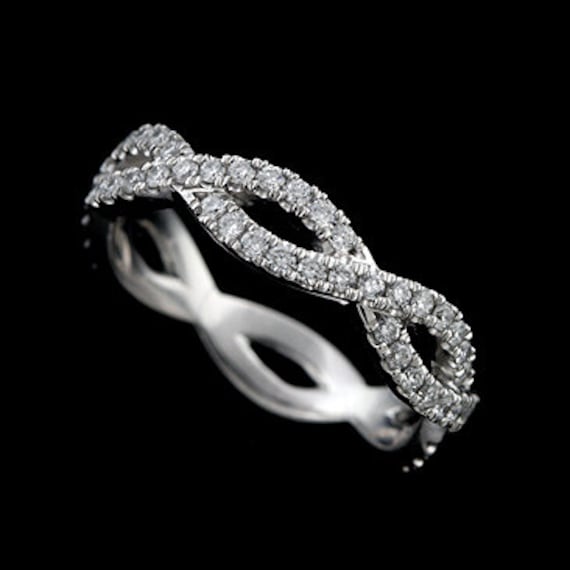 Diamant Ehering, Eternity Infinity Trauring, Verschlungener Ring, Geflochtenes Milgrain 14K Goldband, Gedrehter Ehering 4.5 Mm von OroSpot