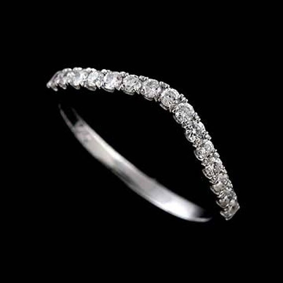 Diamant Ehering, Geschwungener Konturendiamant Halbwegring, Garde Wrap Gold Platin Ehering 2.1 Mm von OroSpot