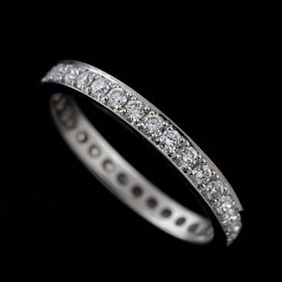 Diamant Ewigkeit Ehering, Edwardian Replica Band, Milgrain Platin Konflikt Freies Damen Ehering 2, 5 Mm von OroSpot