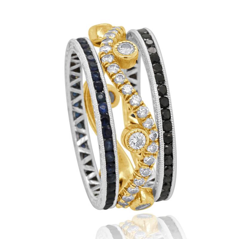 Diamantring Mit Geschwungener Lünette, Zierliche Kontur Ehering, Eternity Band 14K Gelbgold, Stapelbarer 1.7 Mm von OroSpot