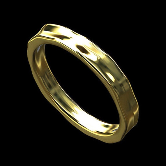 Gehämmerter Ehering, Eternity Damen Hammer Band, Gold Platin Ehering Einzigartige Schlichtes 3 Mm Goldband von OroSpot