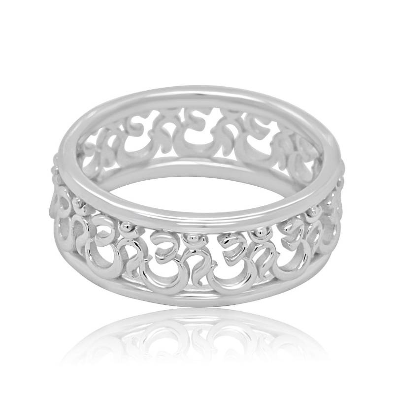 Om Aum Ehering, Eternity Band, Filigraner Unisex Ring, Cut Out Hinduismus Symbol Gold Aum, Religiöses Ring 6.5 Mm von OroSpot