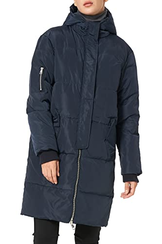 Orolay Damen Daunenmantel Warm Winterjacke mit Kapuze Mittellang Female Mittellanger Steppmantel Frauen Wintermantel Marinenblau L von Orolay