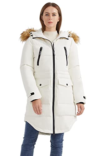 Orolay Damen Verdickte Daunenjacke Mit Kapuze Winter Puffermantel Female Steppmantel Beige M von Orolay