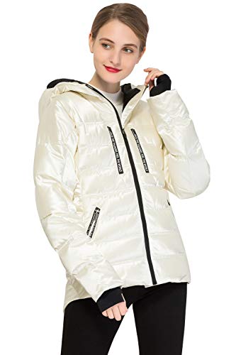 Orolay Damen Daunenjacke mit Kapuze Steppjacke Kurz Weiß S von Orolay