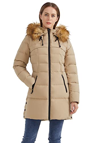 Orolay Damen Daunenjacke mit Kapuze Warmer Outdoormantel für den Winter Female Steppmantel Khaki XXL von Orolay