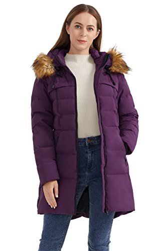 Orolay Damen Daunenjacke mit Kapuze Warmer Outdoormantel für den Winter Female Steppmantel Lila M von Orolay