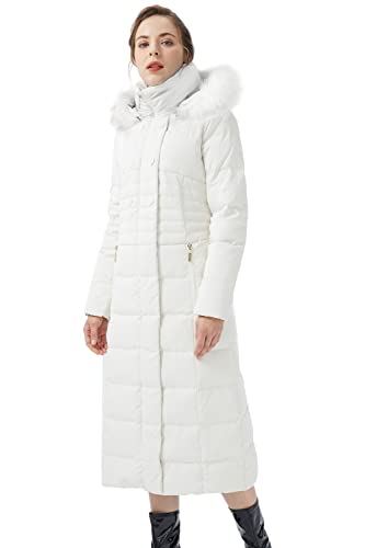 Orolay Damen Daunenjacke mit Langem Pelz-Kapuzenmantel mit Raglanärmeln Neu-Weiß M von Orolay