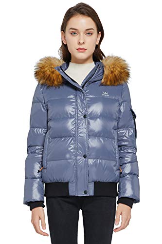 Orolay Damen Daunenjackee Pufferjacke mit Kunstpelzkragen Blau L von Orolay