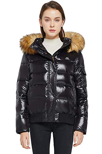 Orolay Damen Daunenjackee Pufferjacke mit Kunstpelzkragen Schwarz XL von Orolay