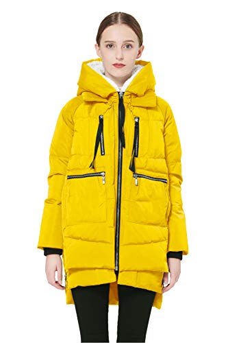 Orolay Damen Daunenmantel mit Verdickung Parka Kapuze Langer Puffer Mantel für Winter Gesteppte Gepolsterte Winddichte Oberbekleidung Gelb 5XL von Orolay