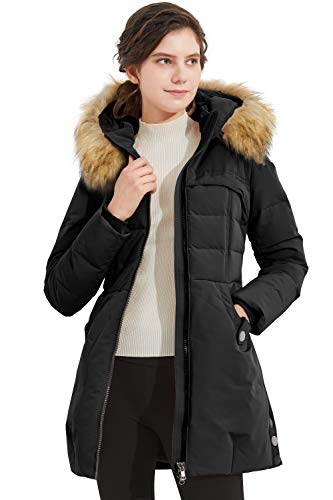 Orolay Damen Daunenmantel Dicke Steppjacke mit Kunspelzkragen Schwarz L von Orolay