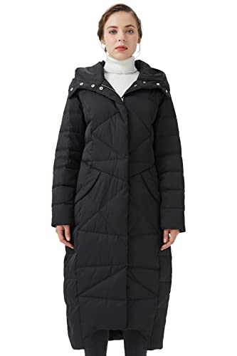 Orolay Damen Daunenmantel mit Kapuze Lange Winterjacke Winddichte Gesteppte Oberbekleidung Schwarz M von Orolay