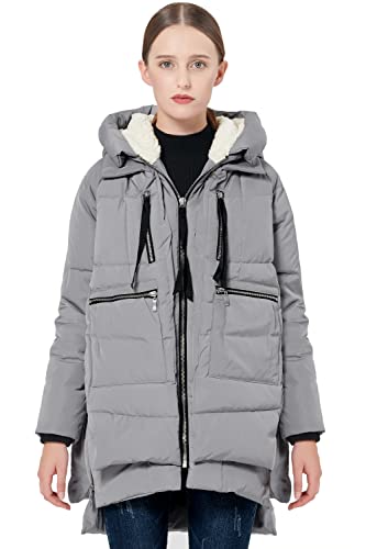 Orolay Damen Daunenmantel mit Verdickung Parka Kapuze Langer Puffer Mantel für Winter Gesteppte Gepolsterte Winddichte Oberbekleidung Grau XXL von Orolay