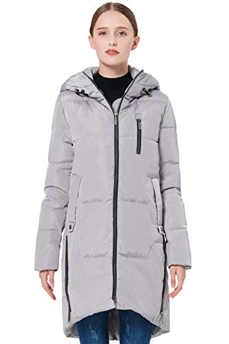 Orolay Damen Stilvolle Daunenmantel Winterjacke mit Kapuze Female Steppmantel Frauen Puffer Wintermantel Grau XXL von Orolay