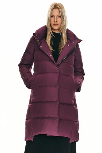 Orolay Damen Daunenmantel Warm Winter Jacke mit Kapuze Stilvoll Dunkelrot L von Orolay
