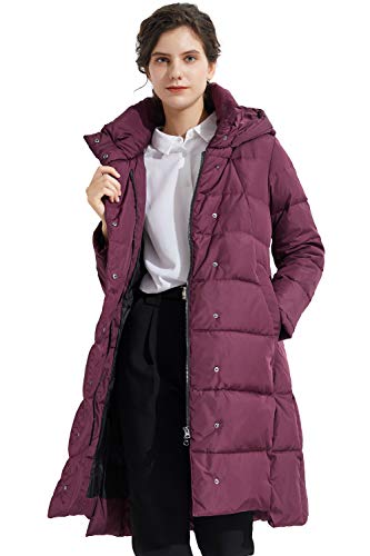 Orolay Damen Daunenmantel Warm Winter Jacke mit Kapuze Stilvoll Dunkelrot XL von Orolay