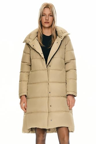 Orolay Damen Daunenmantel Warm Winter Jacke mit Kapuze Stilvoll Khaki XXL von Orolay