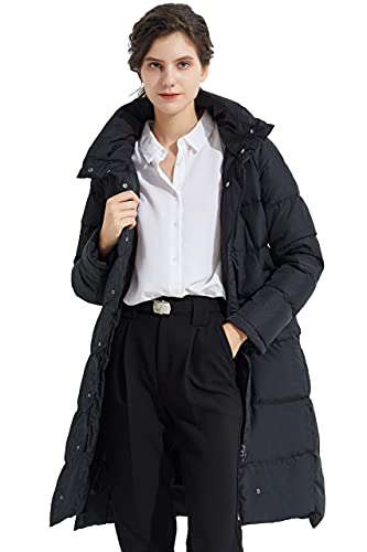 Orolay Damen Daunenmantel Warm Winter Jacke mit Kapuze Stilvoll Schwarz XXL von Orolay