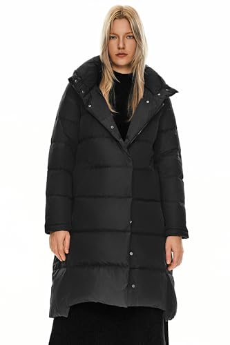 Orolay Damen Daunenmantel Warm Winter Jacke mit Kapuze Stilvoll Schwarz XXL von Orolay