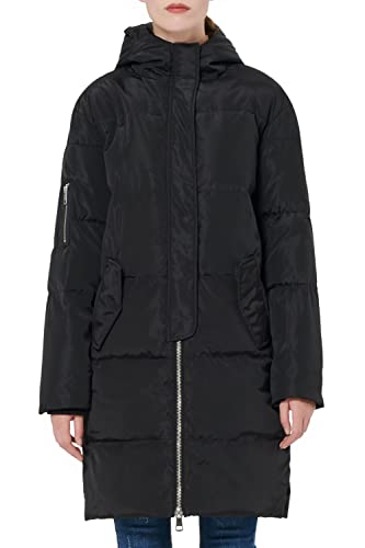 Orolay Damen Daunenmantel Warm Winterjacke mit Kapuze Mittellang Schwarz L von Orolay