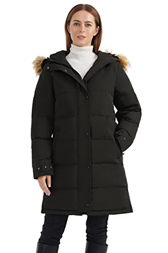 Orolay Damen Lsolierter Daunenmantel Winter Kapuzen-Steppjacke mit Kunstpelz Female Winterjacke Schwarz XL von Orolay