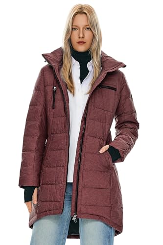 Orolay Damen Daunenmantel Winterjacke Langarm, Weinrot, M von Orolay
