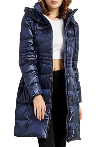 Orolay Damen Daunenmantel lang Steppjacke Parka mit Kapuze Blau XL von Orolay