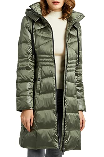 Orolay Damen Daunenmantel lang Steppjacke Parka mit Kapuze Grün M von Orolay