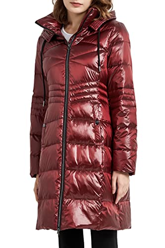 Orolay Damen Daunenmantel lang Steppjacke Parka mit Kapuze Rot 2XL von Orolay