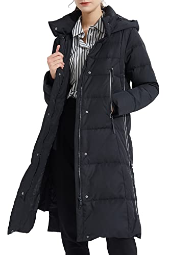 Orolay Damen Verdickte Daunenjacke Langer Wintermantel Mit Kapuze Pufferjacke Schwarz L von Orolay