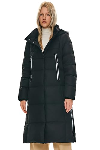 Orolay Damen Verdickte Daunenjacke Langer Wintermantel Mit Kapuze Pufferjacke Schwarz XL von Orolay