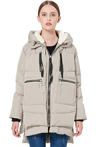 Orolay Damen Daunenmantel mit Verdickung Parka Kapuze Langer Puffer Mantel für Winter Gesteppte Gepolsterte Winddichte Oberbekleidung Beige 4XL von Orolay