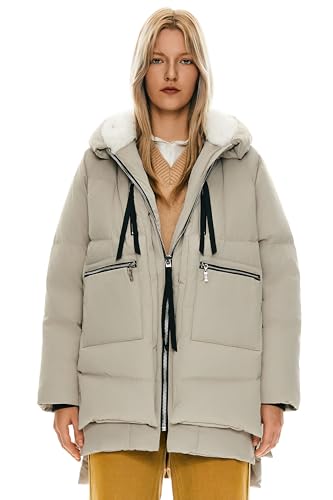 Orolay Damen Daunenmantel mit Verdickung Parka Kapuze Langer Puffer Mantel für Winter Gesteppte Gepolsterte Winddichte Oberbekleidung Beige S Orolay Damen Daunenmantel mit Verdickung Parka Kapuze Langer Puffer Mantel für Winter Gesteppte Gepolsterte Winddichte Oberbekleidung Beige S von Orolay