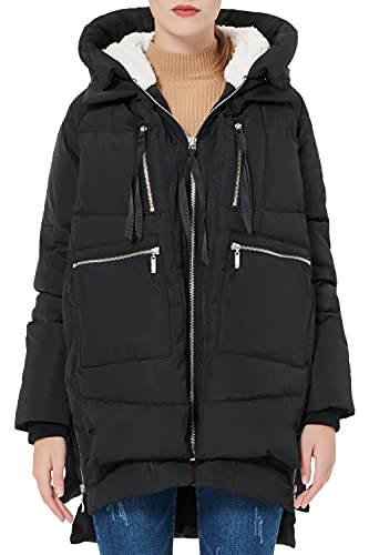 Orolay Damen Daunenmantel mit Verdickung Parka Kapuze Langer Puffer Mantel für Winter Gesteppte Gepolsterte Winddichte Oberbekleidung Schwarz 3XL von Orolay