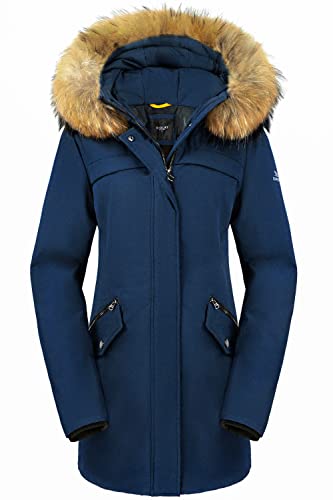 Orolay Damen Daunenparka Winter Mantel mit Kunstpelzkragen Blau L von Orolay