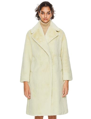 Orolay Damen Faux Fur Revers Coat Mittellanger Fuzzy Fleece Winter Sherpa Trenchcoat Beige M von Orolay