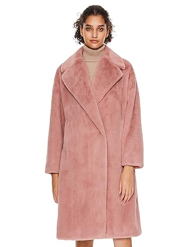 Orolay Damen Faux Fur Revers Coat Mittellanger Fuzzy Fleece Winter Sherpa Trenchcoat Pink M von Orolay