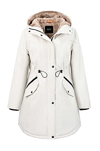 Orolay Damen Kapuzen Fleece Gefüttert Parka-Mantel Mittlere Länge Winter Draussen Gepolstert Jacke Beige L von Orolay