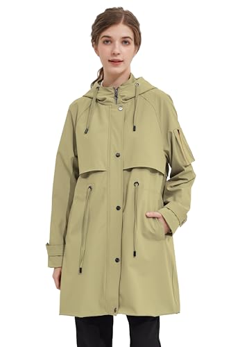 Orolay Damen Kapuzenmantel Wasserdichte Jacke Leichte Outdoor-Windjacke Khaki L von Orolay