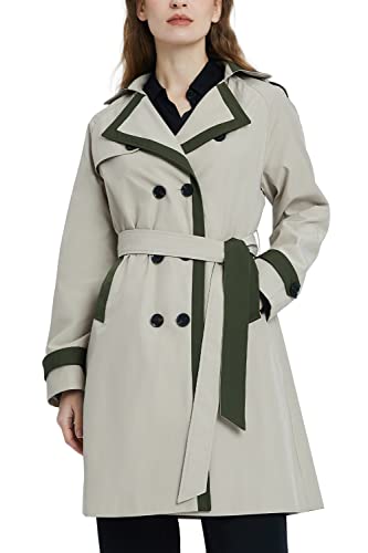 Orolay Damen Klassischer Trenchcoat Zweireihig Mittellang Winddicht Modisch Jacke Revers Mantel mit Gürtel Beige L von Orolay