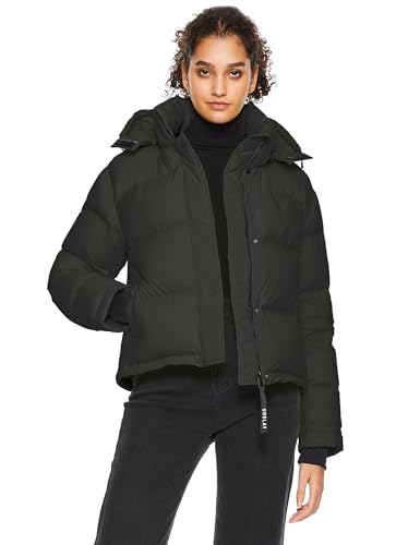 Orolay Damen Kurze Daunenjacke Verdickt Steppjacke mit abnehmbarer Kapuze Schwarz L von Orolay