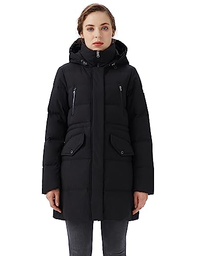 Orolay Damen Mantel Style Lange Daunenjacke Wasserdichte Wintermäntel S Schwarz von Orolay