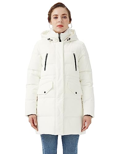 Orolay Damen Mantel Style Lange Daunenjacke Wasserdichte Wintermäntel S Weiß von Orolay