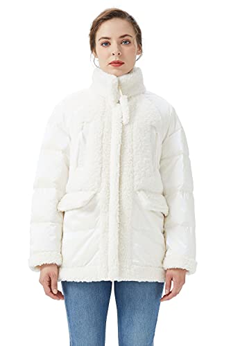 Orolay Damen Mid Leng Cozy Stehkragen Fleece Fuzzy Daunenmantel Schneewittchen S von Orolay