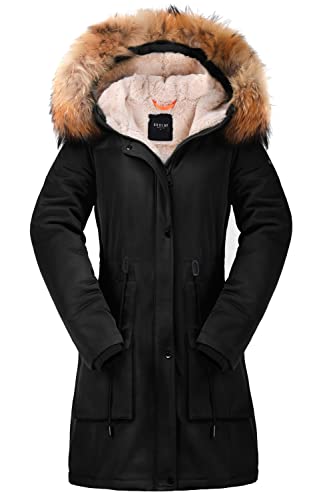 Orolay Damen-Parka mit Dickem Fleece-Futter Wintermantel Kapuzenjacke und Abnehmbarem Pelzkragen Meteorit M von Orolay