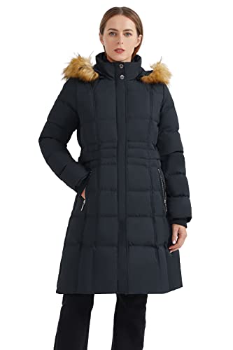 Orolay Damen Puffer Daunenmantel Winterjacke mit Kunstpelz Trim Kapuze Schwarz 2XL von Orolay